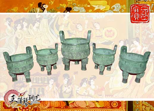 銅鼎，銅五鼎，中國鼎，佛像用鼎